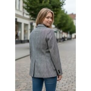 Vintage the Jack Set Made in Poland Gray Plaid Blazer‎ Size 9/10 Wool Blend